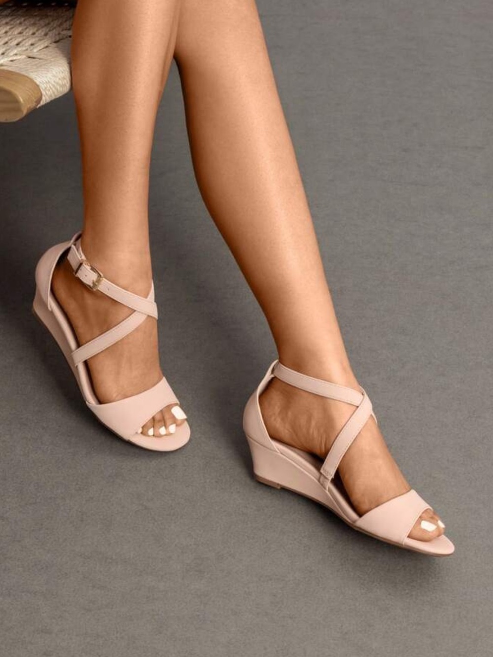 Women's Apricot Ankle-Strap Wedge Sandals